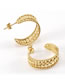 Fashion 【gold】24*24mm Titanium Steel Geometric Hollow Wheat Ear C-shaped Earrings