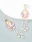 Fashion Pink Alloy Diamond Drop Drop Resin Floral Tassel Drop Earrings