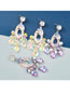 Fashion Ab Color Alloy Diamond Floral Drop Earrings