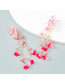 Fashion Pink Resin Lily Of The Valley Floral Layered Fringe Drop Earrings