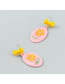 Fashion Pink Alloy Spray Painted Small Yellow Flower Oval Bow Stud Earrings