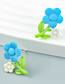 Fashion Blue Alloy Spray Paint Flower Stud Earrings