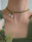 Fashion Green Crystal Beaded Lily Of The Valley Double Layer Necklace