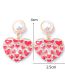 Fashion Rose Red Alloy Hollow Drip Oil Love Pearl Stud Earrings