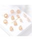 Fashion Gold Color Flower Cutout Pearl Stud Earrings Alloy Set Pearl Geometric Stud Earrings