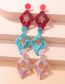 Fashion Pink Resin Cutout Diamond Stud Earrings