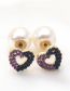 Fashion Love Color Alloy Diamond Pearl Heart Stud Earrings