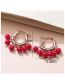 Fashion Red Metal Geometric Pearl Earrings