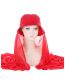 Fashion Big Red Polyester Chiffon Scarf Bucket Hat