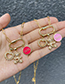 Fashion Pink Bronze Zirconium Heart Bear Drip Oil Medal Necklace