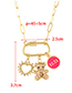 Fashion Rose Red Bronze Zirconium Heart Bear Drip Oil Medal Necklace