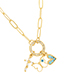 Fashion Elephant Bronze Zirconium Heart Cross Animal Necklace
