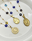 Fashion Gold-3 Resin Glass Eyes Pure Titanium Steel Medal Necklace