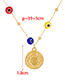 Fashion Gold-2 Resin Glass Eyes Pure Titanium Steel Medal Necklace