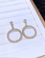 Fashion Gold Bronze Zirconium Geometric Round Stud Earrings