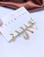 Fashion Gold Brass Set With Zirconium Pentagram Pin Heart Earrings