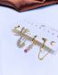 Fashion Gold Brass Set With Zirconium Pentagram Pin Heart Earrings