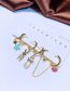 Fashion Gold Bronze Diamond Bunny Pin Heart Earring Set