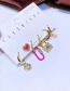 Fashion Gold Bronze Zirconium Lock Heart Geometric Earring Set
