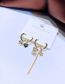 Fashion Gold Bronze Zirconium Bear Bow Drip Oil Heart Earrings Set