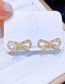 Fashion Gold Copper Inlaid Zirconia Beads Bow Stud Earrings