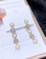 Fashion White Brass Set Square Zirconium Pearl Drop Earrings