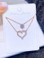 Fashion Rose Gold Brass Gold Plated Zirconium Heart Double Necklace
