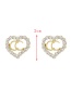 Fashion Gold Alloy Diamond Letter Heart Stud Earrings