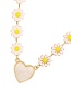 Fashion White Titanium Steel Drop Oil Flower Love Shell Pendant Necklace