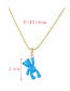 Fashion Blue Copper Drop Oil Bear Pendant Twist Necklace