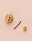 Fashion Rose Gold 8# Stainless Steel Diamond Slim Stem Double Pierced Stud Earrings