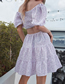 Fashion Purple Geometric Print Cutout One-shoulder Dress
