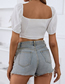 Fashion White Solid Square Neck Pleated Tie Cropped Top
