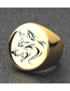 Fashion Golden Front Wolf Stainless Steel Bare Wolf Head Ring