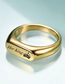 Fashion His Queen Gold Titanium Letter Oval Rectangle Ring