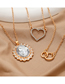 Fashion 6# Alloy Diamond Geometric Heart Ring Multilayer Necklace