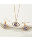 Fashion Gold Alloy Diamond Eye Earrings Necklace Set