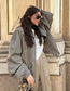 Fashion Grey Woven Zip Stand Collar Jacket
