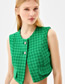 Fashion Green Woven Geometric Textured Pocket Vest