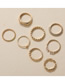 Fashion Gold Alloy Diamond Geometric Open Ring Set