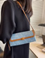 Fashion Blue Pu Patchwork Fabric Embroidered Crossbody Bag