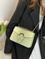 Fashion Green Pu Geometric Texture Lock Flap Crossbody Bag