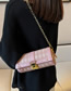 Fashion Pink Pu Diamond Lock Crossbody Bag