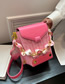 Fashion Pink Denim Paneled Silk Scarf Portable Large Capacity Crossbody Bag