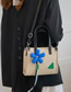 Fashion Creamy-white Canvas Flower Pendant Crossbody Bag