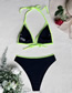 Fashion Dark Green Nylon Colorblock Split Swimsuit