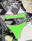 Fashion Green Nylon Colorblock Halter Tie Split Swimsuit