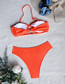 Fashion Orange Nylon Solid Color Ring Split Swimsuit