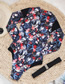 Fashion Red And White Flowers On Black Polyester Print Zip Long Sleeve One Piece Swimsuit