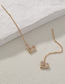 Fashion Gold Brass Diamond Heart Tassel Earrings
